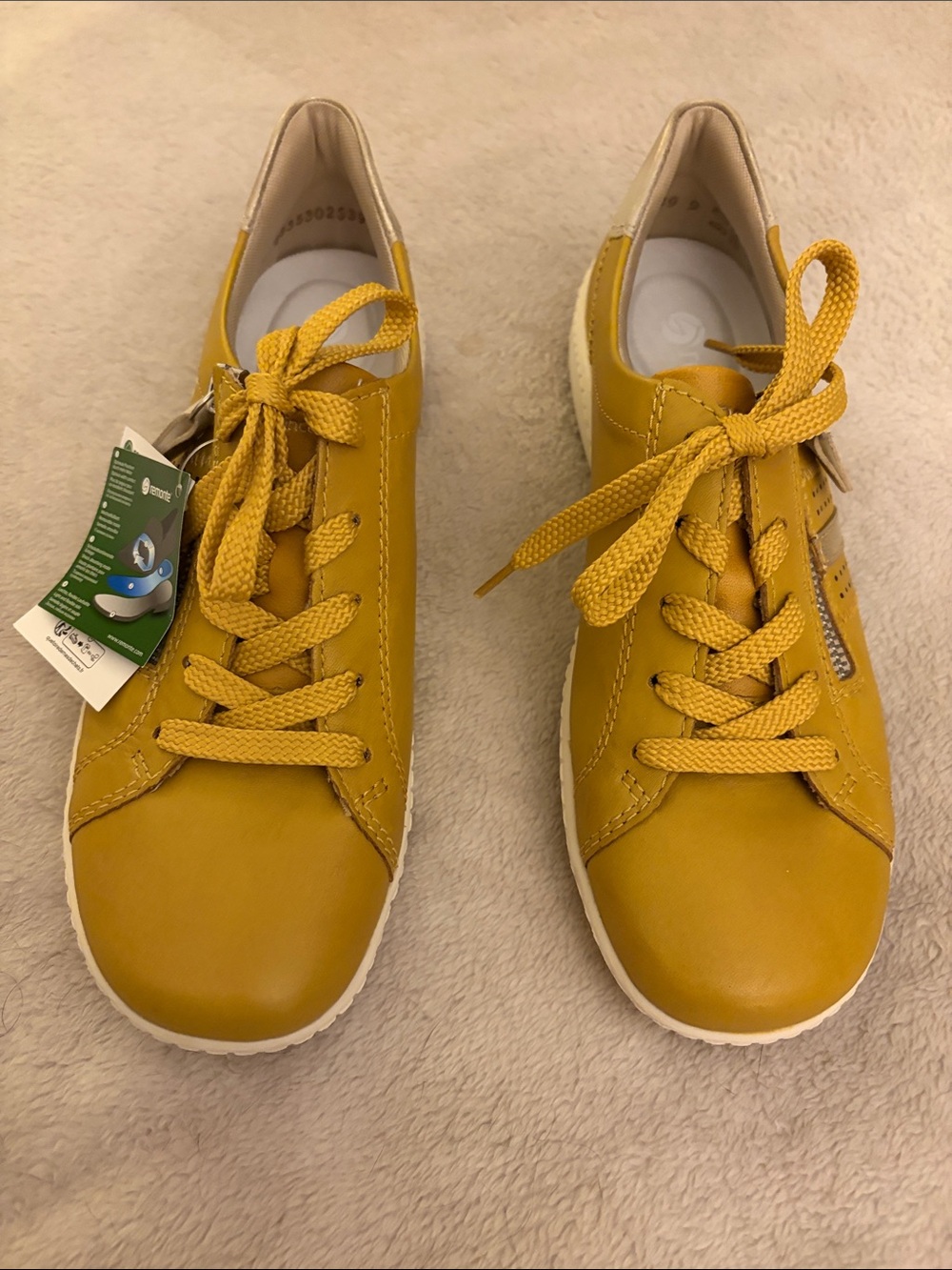 Remonte Women's Lace-Up Sneakers in Mustard, Size 38 (7.5/8)